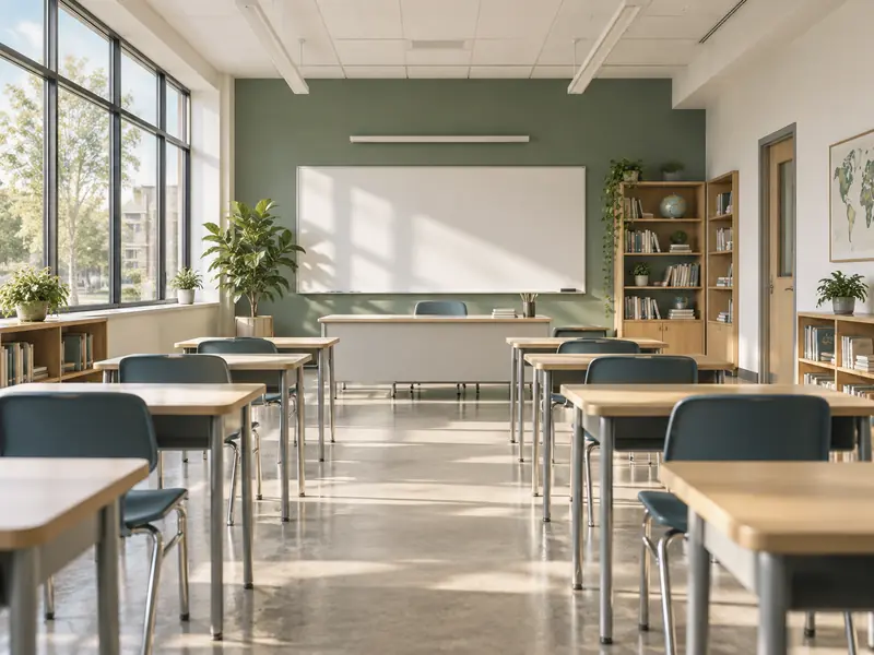 Modern unoccupied school classroom